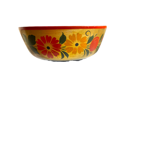 Vintage USSR Soviet Union Hand painted Wooden Floral Folk Art Lacquer w/Sticker - Picture 6 of 7